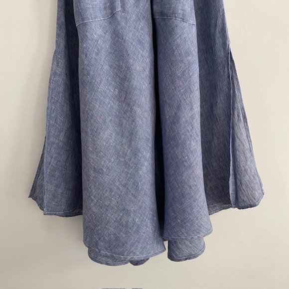 CP Shades Cove Blue Linen Sleeveless V Neck Maxi Dress - Size Small - Picture 8 of 15